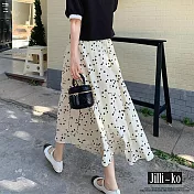 【Jilli~ko】鬆緊腰氣質點點小碎花半身裙 J11762 FREE 白色
