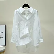 【ACheter】 純棉襯衫新款韓版寬鬆顯瘦休閒百搭純色中長上衣# 121168 L 白色