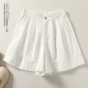 【ACheter】 高腰休閒工裝短褲寬鬆百搭顯瘦A字褲五分# 121568 XL 白色