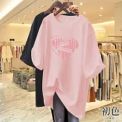 【初色】休閒寬鬆透氣大碼卡通印花圓領短袖T恤女上衣-共7款任選-32843(M-2XL可選) L F.粉紅色