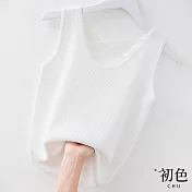 【初色】冰絲吊帶後背交叉修身顯瘦針織背心上衣-共4色-33618(F可選) F 白色