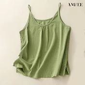 【AMIEE】寬鬆棉麻吊帶打底背心(KDTY-6610) 2XL 綠色