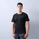 【遊遍天下】MIT台灣製男款吸濕排汗抗UV機能圓領衫 T恤 M 黑色