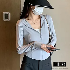 【Jilli~ko】中大尺碼冰感透氣薄款防曬服運動外套 L─XXL J11786 L 灰色