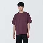 【MUJI 無印良品】男棉混涼感寬版短袖T恤 L 紫紅