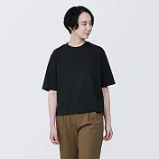 【MUJI 無印良品】女棉混聚酯纖維涼感寬版短袖T恤 XS 黑色