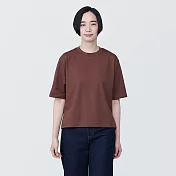 【MUJI 無印良品】女棉混聚酯纖維涼感寬版短袖T恤 XS 棕色