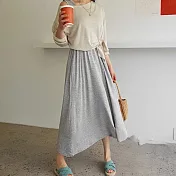 【MsMore】 莫代爾無袖大擺裙寬鬆背心V領長版連身裙洋裝# 121014 XL 灰色