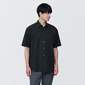 【MUJI 無印良品】男棉水洗平織布短袖襯衫 XL 黑色
