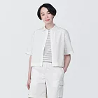 【MUJI 無印良品】女有機棉涼感平織布標準領短袖襯衫 S 白色