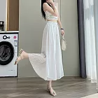 【MsMore】 裙褲九分小個子寬鬆垂感薄款雪紡闊腿褲# 125461 M 白色
