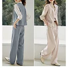 【MsMore】 改良中式西裝背心寬西長褲2件式套裝# 125697 XL 米白色