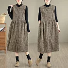 【ACheter】 氣質背心裙百搭印花燈芯絨花色寬鬆大碼洋裝# 126535 M 花紋色