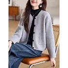 【MsMore】 圓領外套短款小個子小香風針織上衣# 126547 FREE 灰色