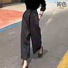 【初色】韓系通勤純色設計感綁帶闊腿西裝褲直筒休閒褲寬褲長褲-灰色-16385(M-XL可選) M 灰色