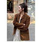 【MsMore】 咖色麂皮絨美拉德皮夾克# 126655 S 咖色