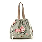 【HandStyle】手提包 日系花漾輕便手提帆布束口手提包(79030) _大花綠色