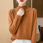 【MsMore】 麻花半高領羊毛感針織內搭毛衣上衣# 126980 FREE 橘色