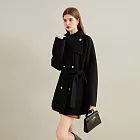 【MsMore】 新年紅色千金毛呢大衣圍脖領小個子呢子外套# 127015 M 黑色