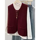 【MsMore】 小香風針織氣質背心毛衣外套# 126998 FREE 紅色