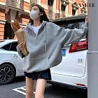 【AMIEE】美式休閒寬鬆連袖帽T(KDTQ-6041) M 灰色
