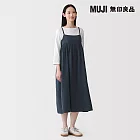 【MUJI 無印良品】女吉貝木棉混二重紗織細肩帶洋裝 S 暗藍