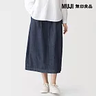 【MUJI 無印良品】女水洗丹寧舒適裙 S 暗藍