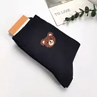 Kankoku韓國 毛絨棕熊大頭中筒襪 黑色