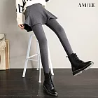 【AMIEE】洋氣穿搭必備假兩件顯瘦褲裙(KDSQ-963) M 深灰
