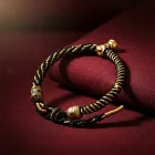 【HandStyle】手鍊 藏式復古轉經輪金絲邊鈴鐺開運手鍊(15045) _黑色