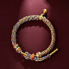 【HandStyle】手鍊 藏式復古轉經輪金絲邊鈴鐺開運手鍊(15045) _五彩