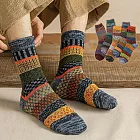 【AnZa】秋冬男款加厚民族風中筒襪 (5入組) 男款-直條