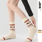 【JDS設計襪】珊瑚絨加厚保暖費爾島襪 雪野童話-米白色