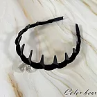 【卡樂熊】韓系高顱頂麂皮造型髮箍- 黑色