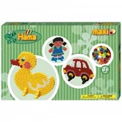 《Hama 幼兒大拼豆》幼兒小手創意 900 顆大拼豆禮盒-車板、小鴨板、女孩板