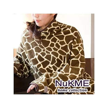 棉花田【NuKME】時尚創意保暖印花袖毯-深色長頸鹿 深色長頸鹿