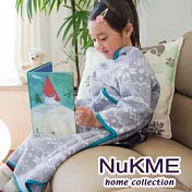 棉花田【NuKME】兒童時尚創意保暖印花袖毯-灰色雪花 灰色雪花