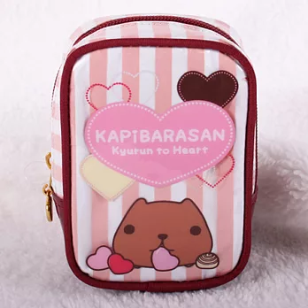 Kapibarasan 水豚君愛心印花直立化妝包粉