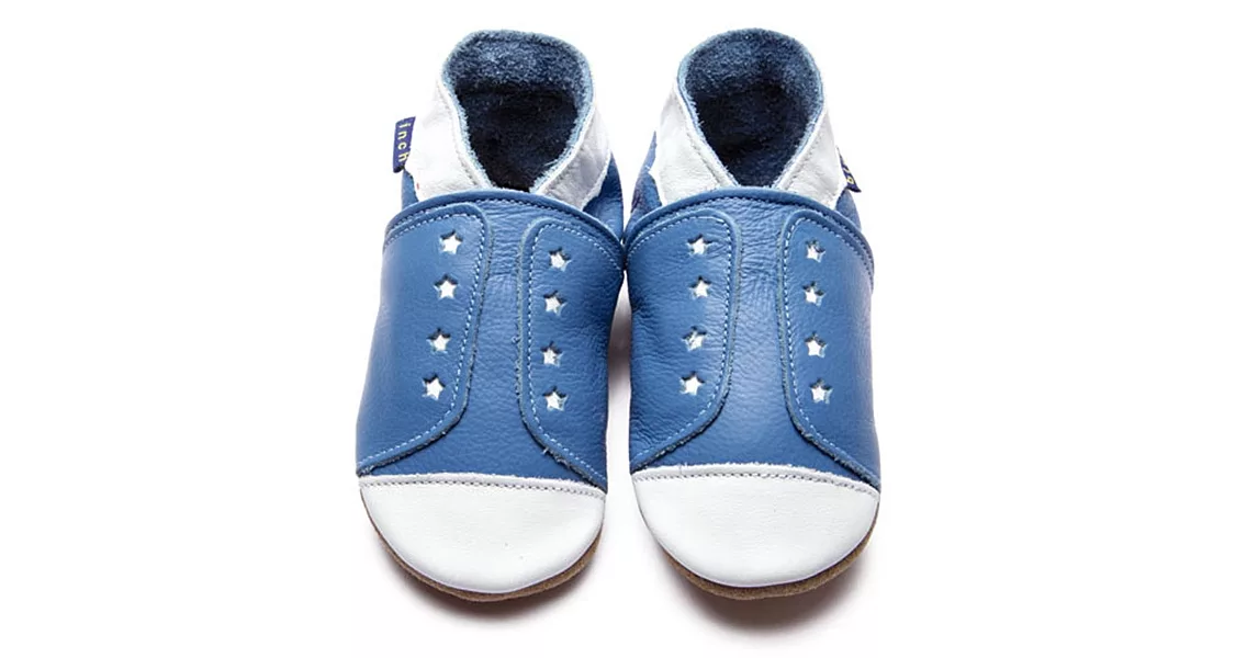 英國製Inch Blue,真皮手工學步鞋禮盒,Sneaker-Mid Blue(6~12M)