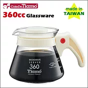 CafeDeTiamo 耐熱玻璃壺 360cc (白色3杯份) 塑膠把手 (HG2294 W)