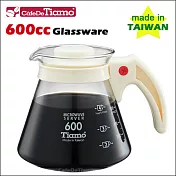 CafeDeTiamo 耐熱玻璃壺 600cc (白色5杯份) 塑膠把手 (HG2295 W)