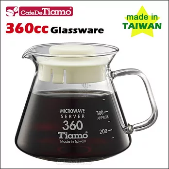 CafeDeTiamo 耐熱玻璃壺 360cc (白色3杯份) 玻璃把手 (HG2296 W)