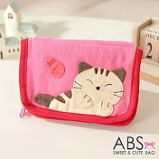 ABS貝斯貓 可愛貓咪手工拼布皮夾零錢包 (可愛粉) 88-005