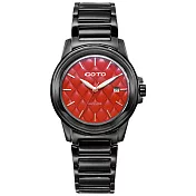 GOTO 法式時尚菱紋腕錶-黑x紅/大