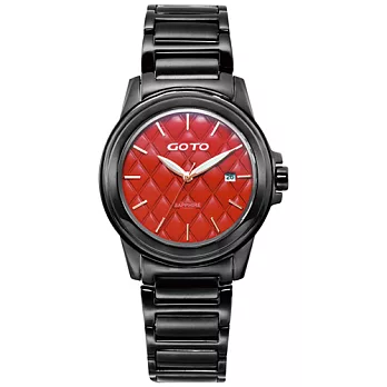 GOTO 法式時尚菱紋腕錶-黑x紅/大