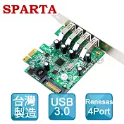 SPARTA 4埠 USB3.0 直立式接頭 NEC(Renesas) 晶片 PCI-E介面 擴充卡