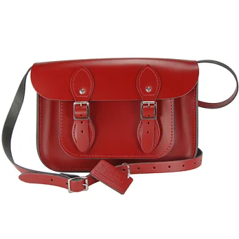 【The Leather Satchel Co.】11吋 英國手工牛皮劍橋包 肩背 側背手拿包 精湛工藝 新款磁釦設計方便開啟(心機紅)