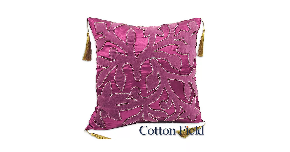 棉花田【紫藤戀】刺繡植絨抱枕-紫(65x65cm)