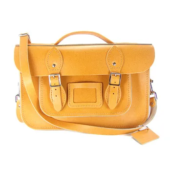 【The Leather Satchel Co.】12.5吋 英國手工牛皮劍橋包 手提包 肩背 側背包 多功能兩用包 精湛工藝 新款磁釦設計方便開啟(駝黃色)