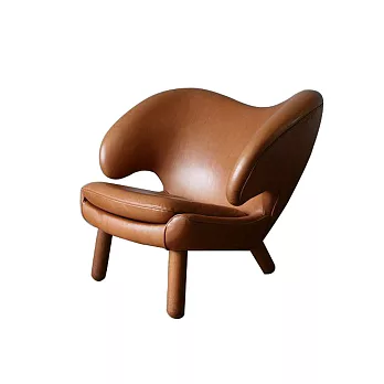 Finn Juhl Pelican Chair 鵜鶘椅 （無釦 / 胡桃木 / 焦糖色皮革）